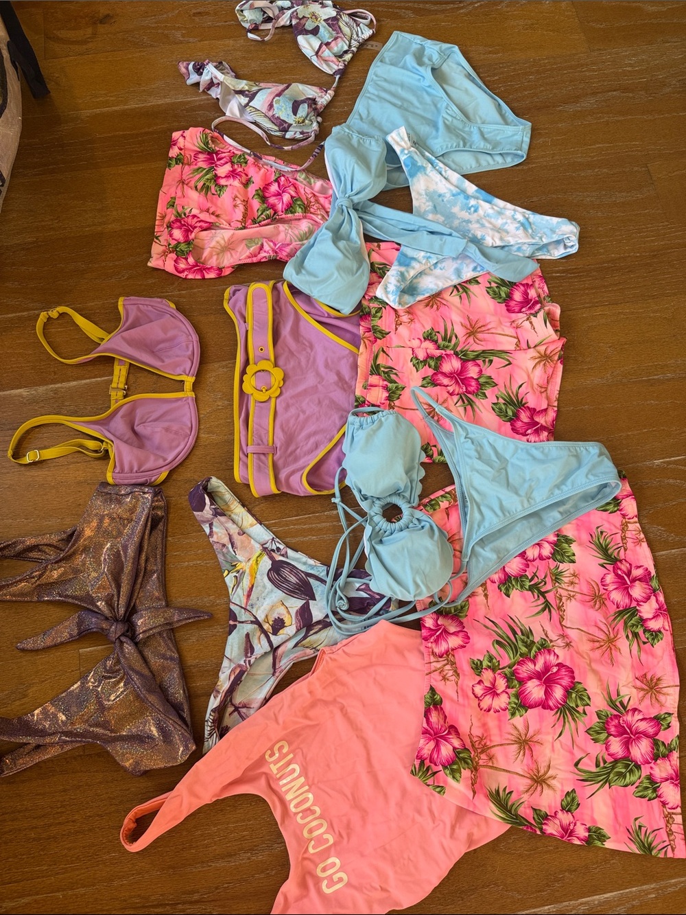 Mixed Women's Swimwear Set - Pink Floral, Light Blue & Purple